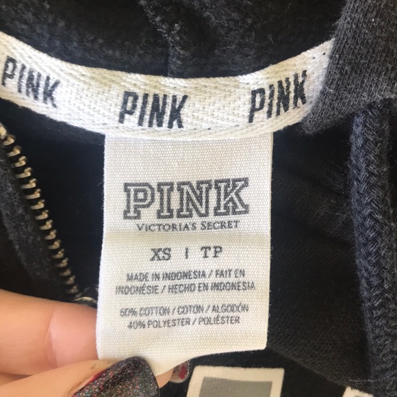 Victoria’s Secret Pink black zip hoodie - Picture 3 of 3